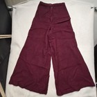Vtg 60s Mod Super Wide Leg Flare Bell Bottom Maroon Pants Zip Groovy Hippy