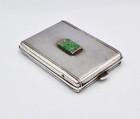 Art Deco Sterling Silver   Jade Vesta Matchbook Case London Import 1931