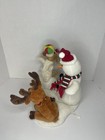 See Video - Rare C f Snowman Dog   Reindeer Trio  wish You A Merry Christmas 