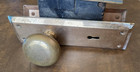 Antique vintage Set Of Brass Door Knobs Trim Plates And Lock   Used