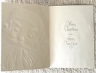 Unused Christmas Santa Face Eyes Closed Sleep Pink Large Vtg Greeting Card 1960s