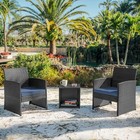 3-piece Wicker Patio Bistro Set  Outdoor Furniture  Grey navy