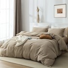 Twin Duvet Cover Set- 100  Washed Cotton 2 Pcs Soft Comfy Breathable Chic Lin   