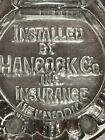 Vtg Heavy Glass 4  Ashtray Cigar Cigarette Match Book Holder Hancock Co Ad Ny