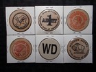 Wooden Nickel Tokens-texas  6-rare Vintage-lot 6 Advertising Langtry many Cities