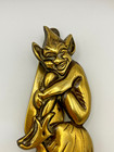 Vintage Cast Brass Lincoln Imp Door Knocker Gothic Gargoyle Devil 14cm