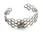 Bee Honey Comb Bracelet Cuff Antique Silver Brass 55mm Inner Size 4896