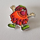 Vintage Magic Mountain Orange Troll Character Pin Plastic Button 70   s  80   s