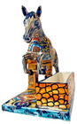 Mexican Talavera Race Horse Steeplechase Ceramic Planter Folk Art Animal Pottery