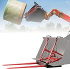  49  Dual Hay Bale Spear Attachment  3000lbs Universal Bucket Front Skid Steer 