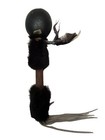 Native American Kickapoo Gourd Ceremonial Rattle W feathers  Fur  Beads  Fringe