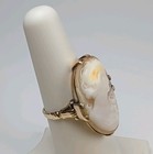 Vintage 10k Yellow Gold Carved Shell Cameo Ring Size 7 Woman Portrait  30mm