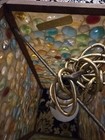Vintage Handmade Stained Glass Hanging Light Fixture