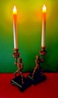 Pair Of Antique Brass Monkeys Taper Candle Holders Left   Right 7420 C h New 