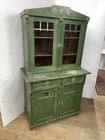 Antique Continental Primitive Kitchen Cupboard Early Green Paint