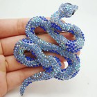 Fashion Snake Animal Pendant Brooch Pin Blue Crystal Rhinestone