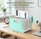 Accordion File Organizer  13 Pocket Expanding File Folders With Handle  Wheat 
