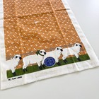 Vintage All Linen Novelty Sheep Kitchen Dish Towel Floral Country Farmhouse