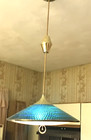 Vtg Mcm 1960 s Moe Retractable Light Fixture Blue Green Honeycomb Amazing