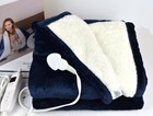 Electric Heated Sherpa Throw Blanket 50 x60   10 Heat Settings   Auto Off  Navy