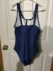 Charmo Navy Blue Maternity One Piece Swimsuit Xl Cut-out Button High-waisted