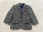 New Baker By Ted Baker Boys Gray  Tweed Blazer  Suit Jacket Sz 12-18 M