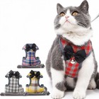 Cute Bow Bells Pet Dog Harness And Leash Set Plaid Puppy Cat Safety Chest Vest
