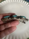 Navajo C  Mtz Sterling Stamped Handmade Turquoise Barrette