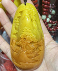 New Chinese Antique Natural Huanglong Jade Carved Landscape Necklace Pendant