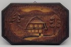 Vintage Hand Carved German Black Forest Chalet 3d Wood Carved Plaque 11   7 