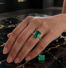 10 Ct Stone Natural Certified Green Emerald Ring 925 Sterling Silver Ring Size 9