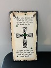 Slate Plaque Featuring An Irish Blessing   A Celtic Cross 10    X 5    Hand Painted
