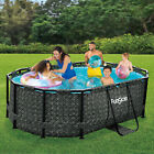Funsicle Oasis 9 10  X 6 7  Oval Above Ground Swimming Pool  Dark Herringbone
