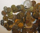 1 Lb  Lot Of Transit Transportation Trolley   Bus Tokens -  14 Approx 150 Tokens