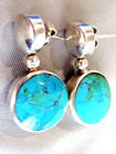 Vintage Sterling Silver  Pierced Turquoise And Striped Stone Reversible Earrings