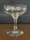 Vintage 70s Bride   Groom Champagne Wine Wedding Toast Glasses Couple Set Of 2