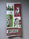 Vintage Christmas Kitchen Tea Towel Linen Santa Reindeer Red Green 26 X 15 1 2