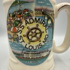 Vintage S s  Admiral St  Louis Mo Souvenir Ceramic Stein Mug Gold Trim Japan