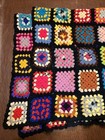 Vtg Rosanne Style Afghan Crochet Granny Square Blanket Handmade Throw Bed Quilt