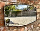 Antique Oak 1920   s Stylish Bevelled Wooden Wall Mirror - 69cm By 41cm