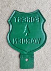 Rare Vintage Forest Warden License Plate Topper  Embossed Letters   Tree