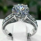3ct Round Cut Vvs1 Real Moissanite Engagement Wedding Ring 14k White Gold Plated