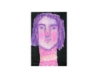 Purple Pink Expressive Woman Portrait Painting Polka Dots 4x6 Naive Original Art