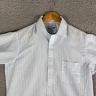Vintage Sears Roebuck 80 s Button Up Shirt Men s 16 Blue Stripe Short Sleeve