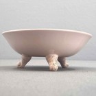 Vintage Ceramic Footed Trinket Bowl Dish Mcm Pink Art Deco Gold Flecks 50s Retro