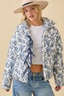Vintage Horse Toile Print Puffer Jacket With Bows - Main Strip