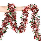 Loaver 33 Ft Christmas Tinsel Garland With Snowflake Christmas Tree green Red 