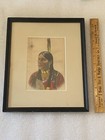 Early 20th Century Painting Of Native American Indian Chief Framed