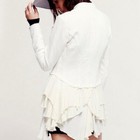 Free People Victorian Military Ruffle Jacket White Sz 10 Boho Romantic Coquette