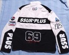 Iconslab Men s Racing Jacket Black white Xl Snap Full Zip Embroidered Logo
